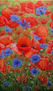 Anastasia Woron:"Amapolas con acianos"-Óleo Original Firmado (27x46 cm.) 2022