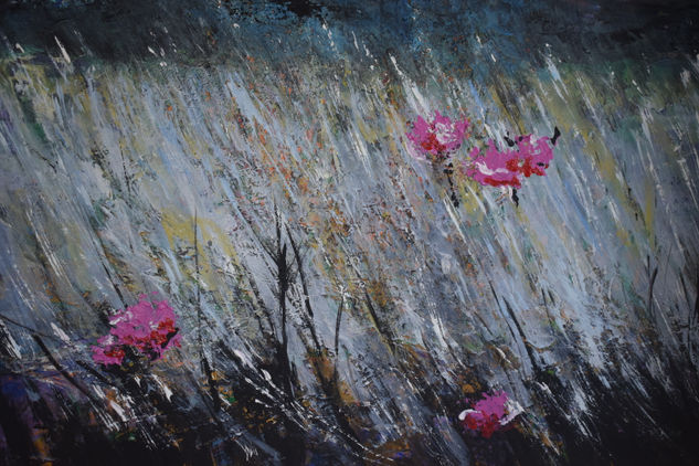 amapolas Mixed media Panel Floral Painting