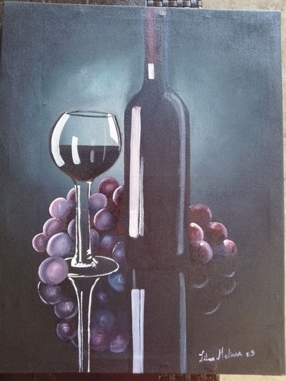 Noche de vino Acrylic Canvas Still Life Paintings