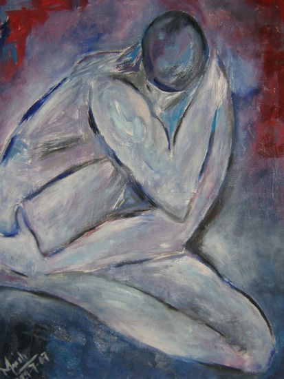 "Tu silueta" Mixed media Canvas Nude Paintings