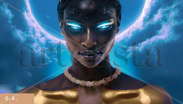 Mujer étnica afroamericana en el desierto magia