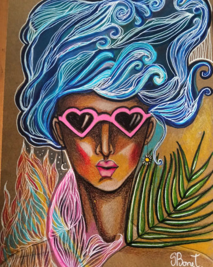 Summer girl Mixed Media