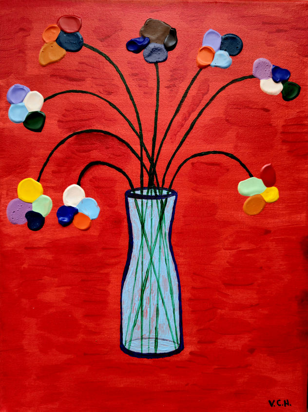 Flores in Red con Jarrón