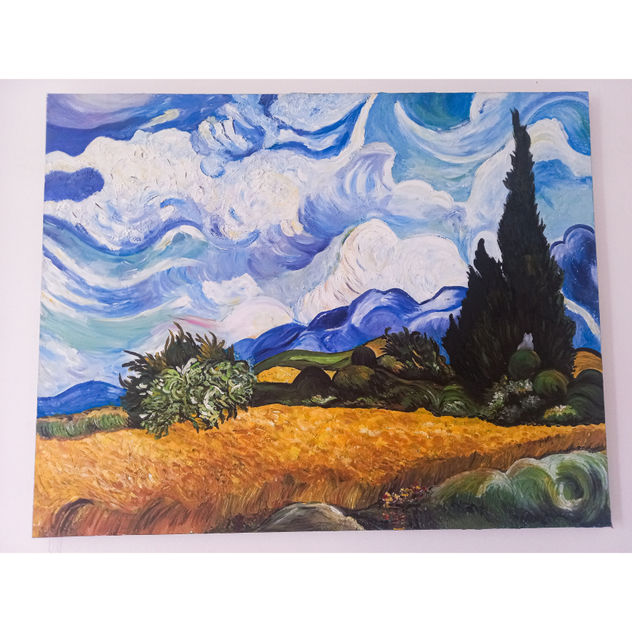 Campo de trigo con cipreses- van gogh replica
