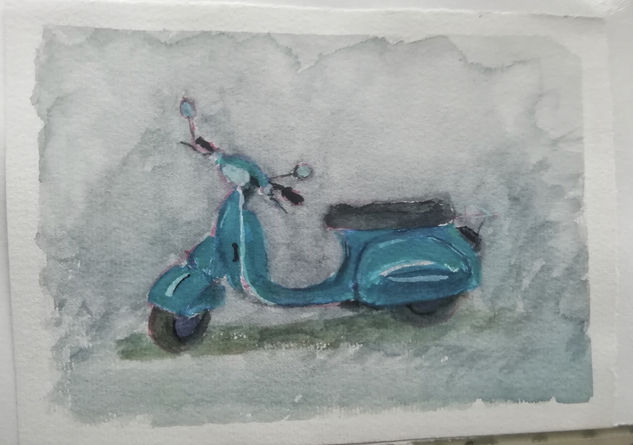 Vespa de papel Watercolour Paper Figure Painting