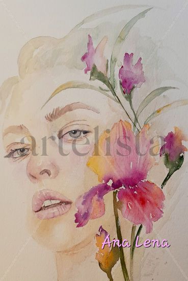 Iris Watercolour Paper Portrait