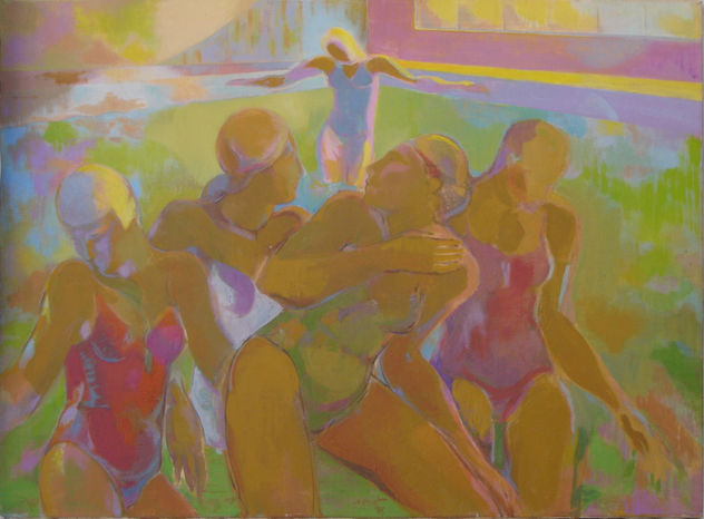 Susana Rojas. La Piscina (boceto). óleo 75 x 55 cm.