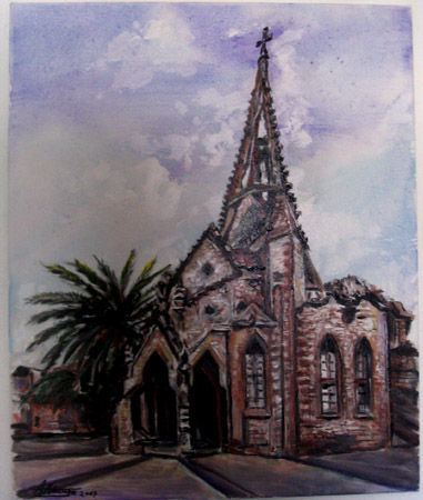 Iglesia de Vista Bella Acrylic Canvas Landscaping