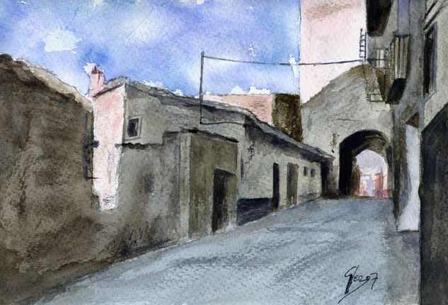 Calle de Villarroya Watercolour Card Landscaping