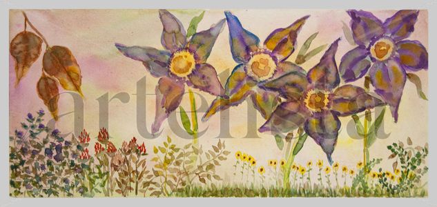 El orden del caos III Watercolour Paper Floral Painting