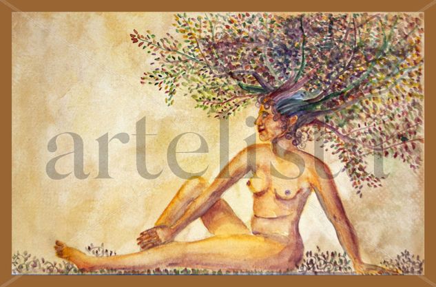 El árbol de la vida I Acuarela Papel Desnudos