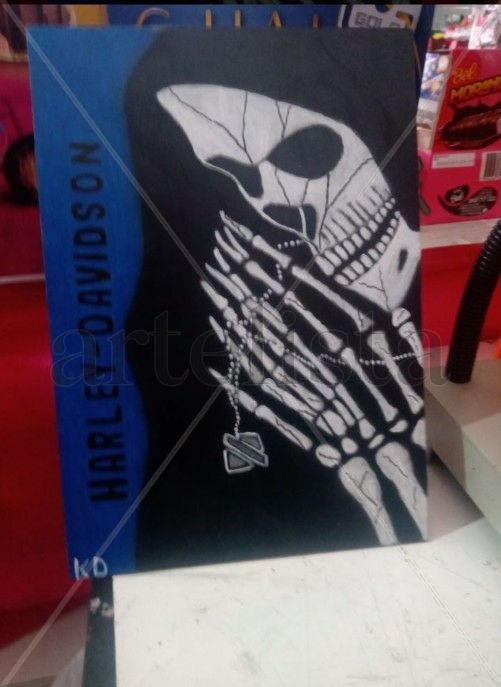 pintura acrilica placa  madeira mdf harley davidson