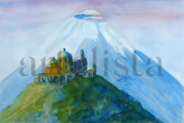 Iglesia de Cholula Watercolour Paper Landscaping