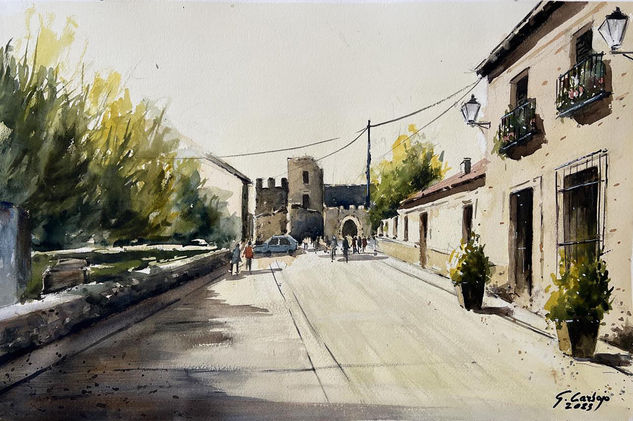 pedraza segovia Acuarela Papel Paisaje