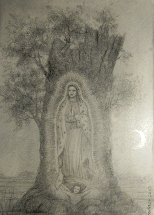 El misterio de la Virgen de Guadalupe,dibujo a punta de plata de Albrto Thirion