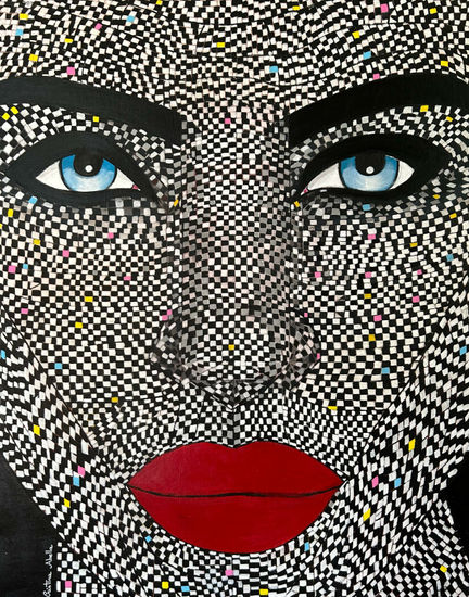 PARECE UN MOSAICO PERO NO LO ES Acrylic Canvas Portrait