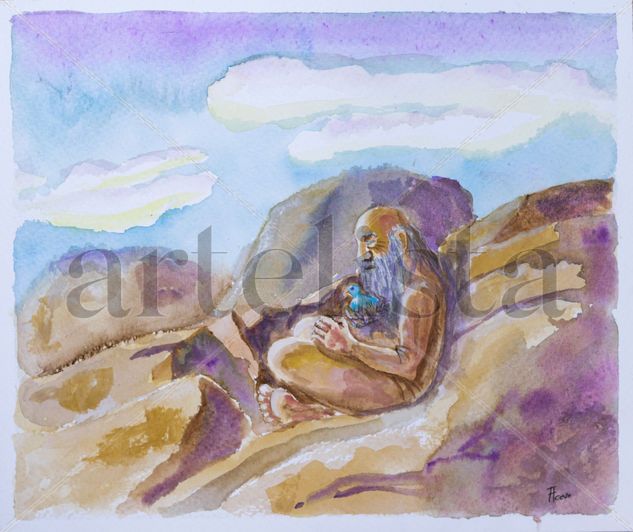 Lao Tse el inmortal Watercolour Paper Figure Painting