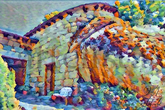 Casa enclavada en la piedra. Corzos, Ourense Acrylic Canvas Landscaping