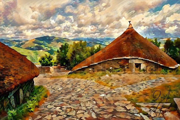 O Cebreiro. en las montañas Oil Canvas Landscaping