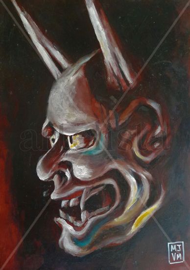 Máscara Oni Oil Paper Figure Painting