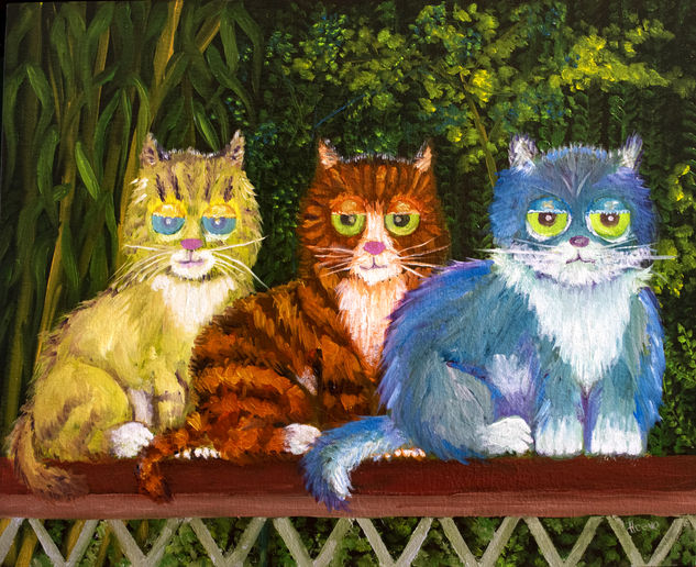 Tres noctámbulas Oil Panel Animals