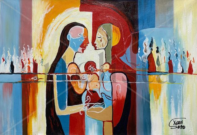 La Familia Acrylic Canvas Figure Painting