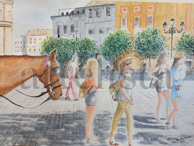 Centro de la ciudad de Sevilla Watercolour Paper Landscaping