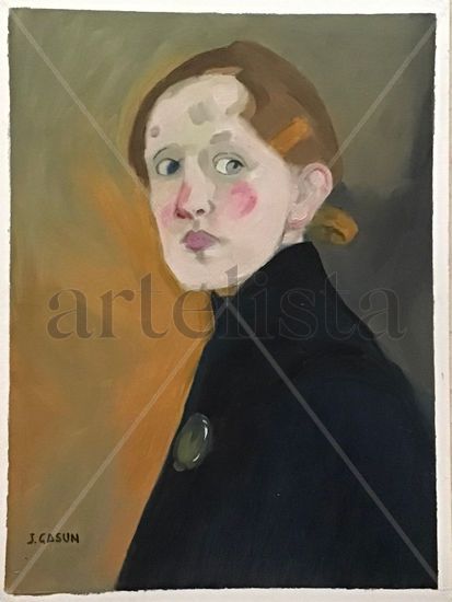 After Helen Schjerfbeck (self portrait) Oil Paper Portrait