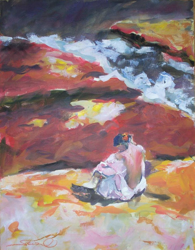 mujer y mar