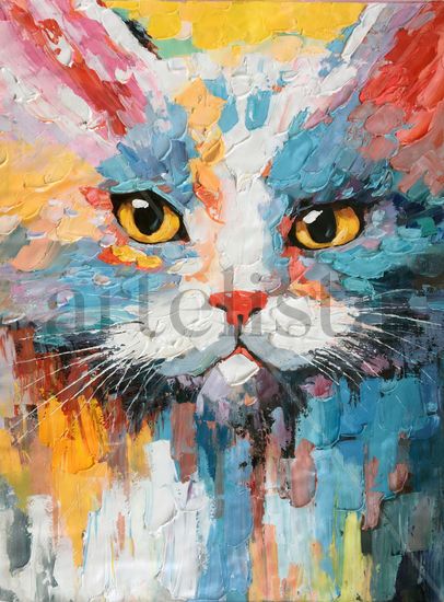 Cat abstract 1228 Acrylic Canvas Animals