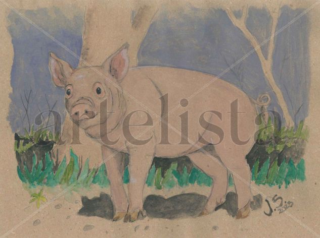 Cerdito Piggy Watercolour Paper Animals