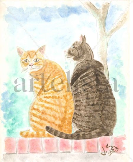 gatos Watercolour Paper Animals