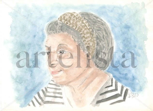 Mujer Madura Watercolour Card Portrait