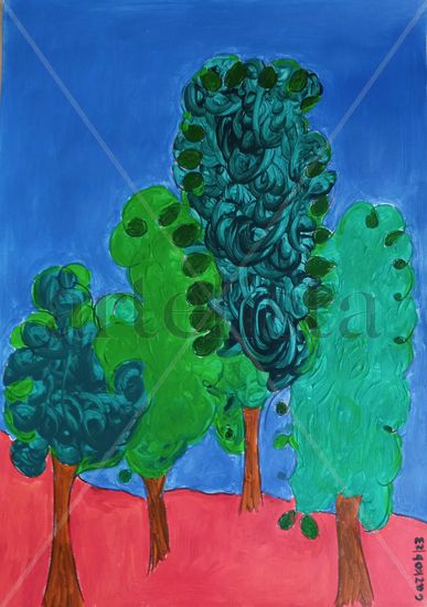 Blue sky& red soil Acrylic Paper Landscaping