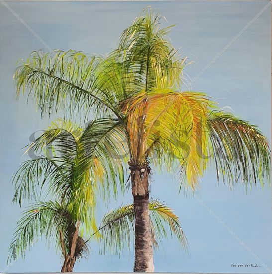 Palm tree with long hair Acrylic Canvas Landscaping