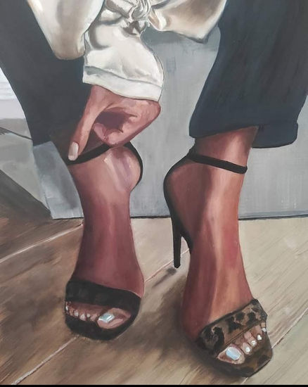 Con dos tacones Oil Panel Figure Painting