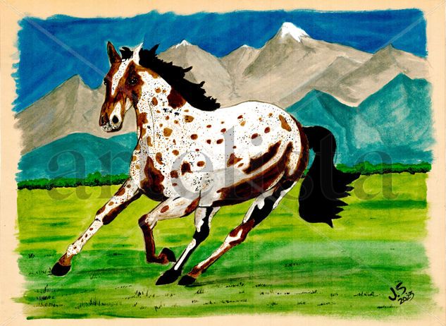 Appaloosa Trotando Watercolour Card Animals