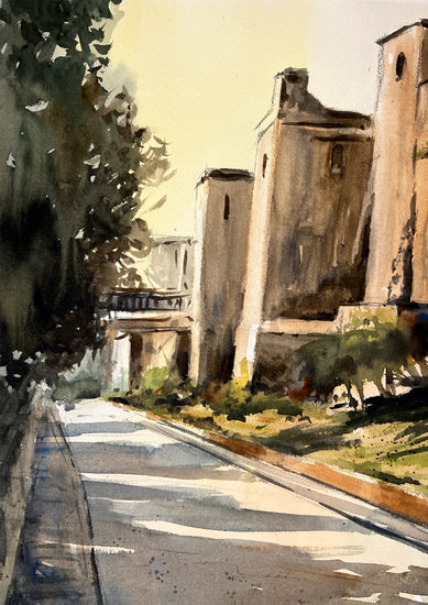 la alcazaba de malaga Watercolour Paper Landscaping