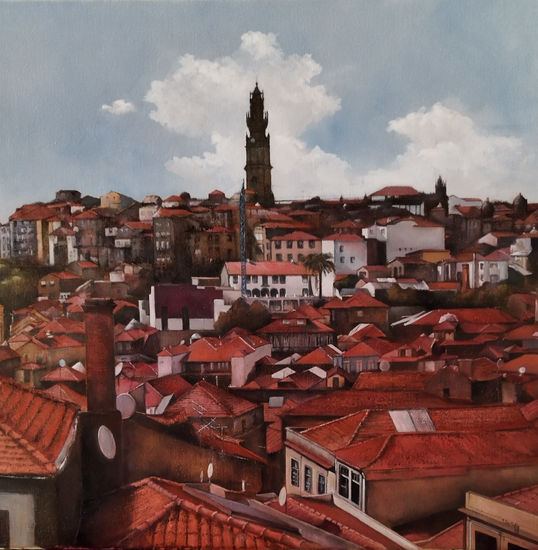 Panorámica de Oporto desde la catedral. Oil Canvas Landscaping