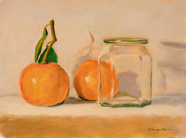 DOS MANDARINAS Oil Paper Still Life Paintings