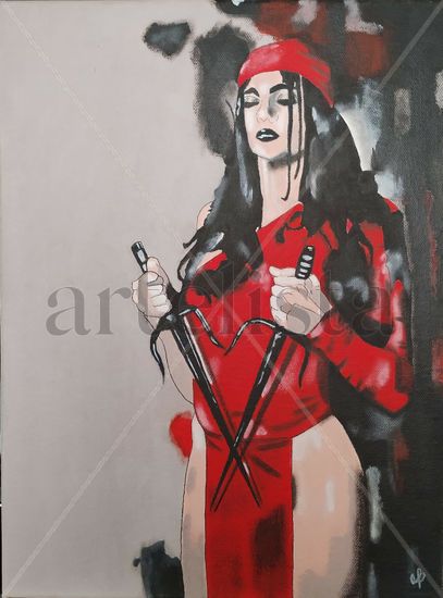 Retrato Elektra Xmen Acrílico Lienzo Otros