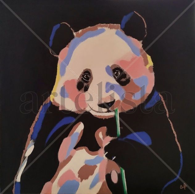 Acrílico retrato oso panda