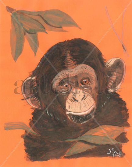 Chimpance joven Watercolour Paper Animals