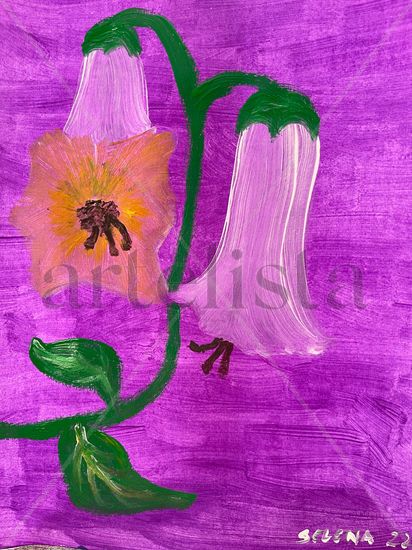 Campanillas Acrylic Paper Floral Painting