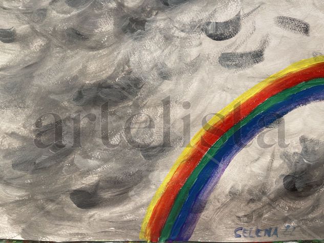 Arco iris en día nublado Acrylic Paper Landscaping