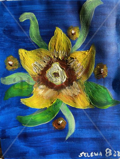 Flor amarilla Acrylic Paper Floral Painting