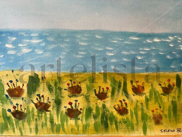 Flores frente al mar Acrylic Paper Landscaping