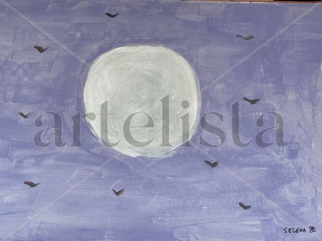 Aves bajo la luna Acrylic Paper Landscaping