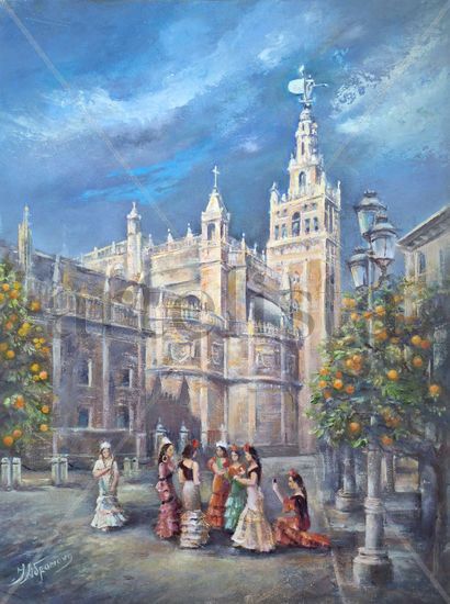 ¡Sevilla, mi amor! Oil Panel Landscaping