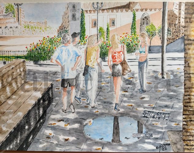 Visitantes en puerta de Jerez Watercolour Paper Landscaping